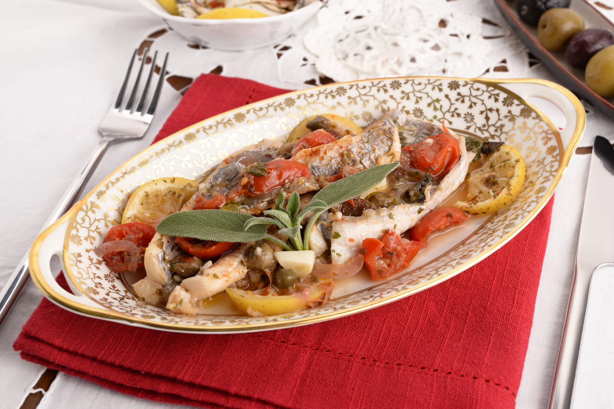 Arabic White Fish with Olive Salsa