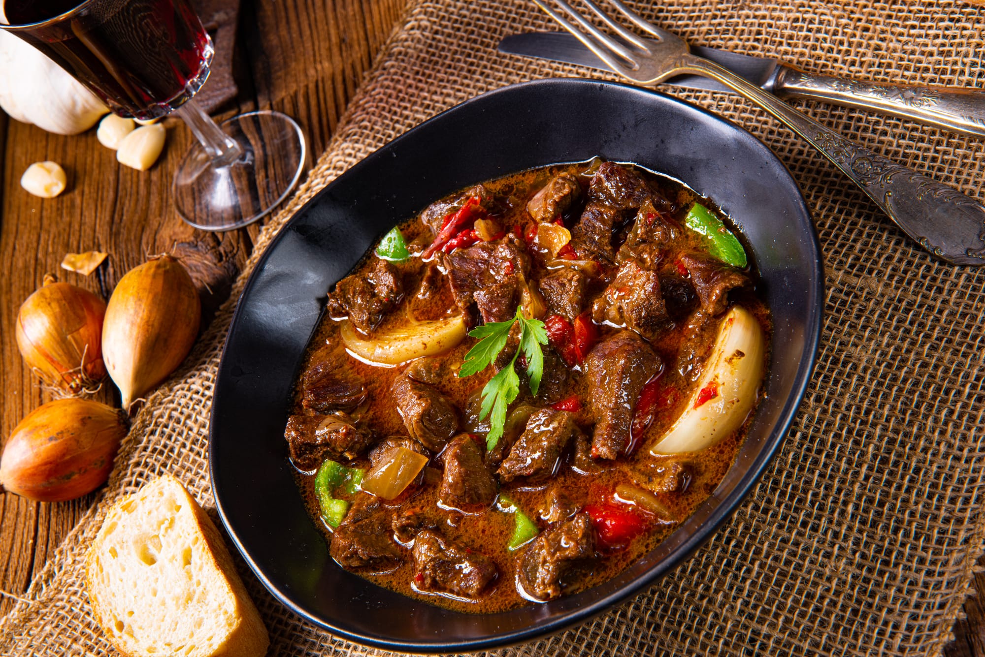 Beef, Wine and Porcini Stew