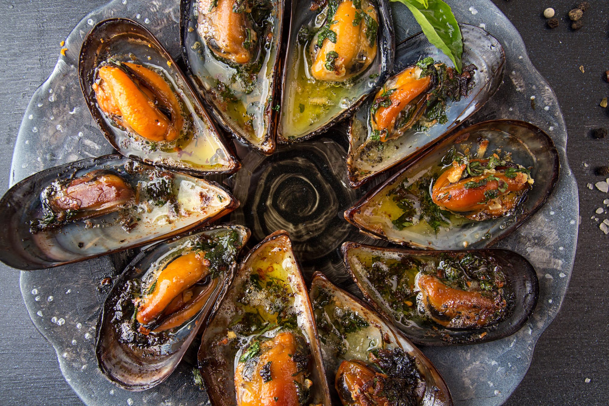 Grilled Gremolata Mussels